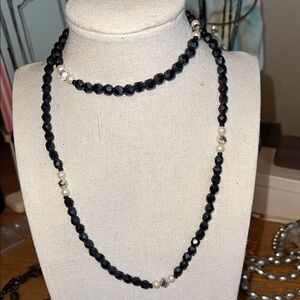 Elegant Black and White Beaded Necklace